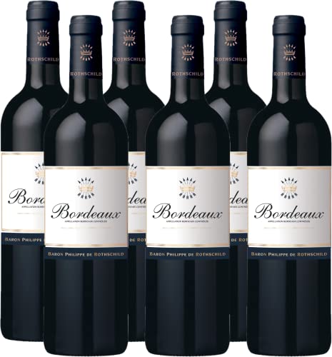 Bordeaux AOC Rouge, Trockener Rotwein aus Frankreich, 6 x 750ml von Baron Philippe de Rothschild