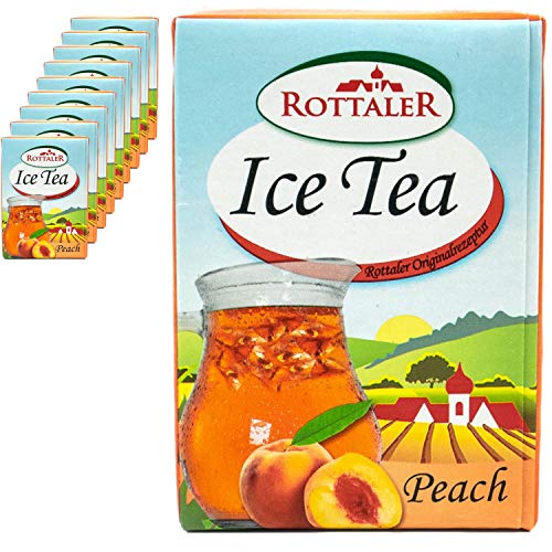 Rottaler - 10er Pack Eistee "Pfirsich" 0.5 Liter (Mit Strohhalm) - Ice Tea Erfrischungsgetränk Softdrink ohne Kohlensäure mit Peach Geschmack aus Schwarzteeextrakt (Originalrezeptur) von Rottaler
