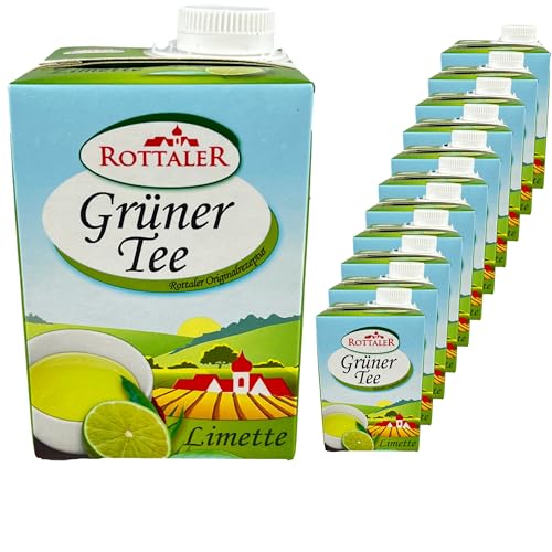 Rottaler - 12er Pack Eistee Grüner Tee "Limette" 0.5 Liter (Mit Strohhalm) - Ice Tea Erfrischungsgetränk Softdrink ohne Kohlensäure mit Grüntee Limetten Geschmack (Originalrezeptur) von Rottaler