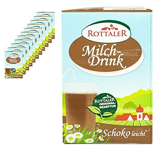 Rottaler - 12er Pack Milchdrink Schoko á 500 ml - Milchmischgetränk mit Kakao aus Magermilch (0,3% Fett) ideal für Unterwegs mit Strohhalm von Rottaler