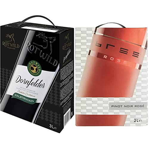 Rotwild Dornfelder halbtrocken (1 x 3,0l) & Bree Pinot Noir Rosé Qualitätswein feinherb aus Deutschland, Bag-in-Box (1 x 3 l) von Rotwild