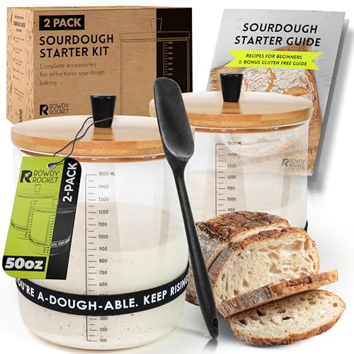 2er-Pack Sauerteig-Starter-Set mit 1,4 l Sauerteigglas und atmungsaktivem Deckel für glutenfreien Sauerteig – ideal für Anfänger Sauerteigbäcker mit einfacher Anleitung – stilvolles Sauerteigglas und 2er-Pack Sauerteig-Starter-Set mit 1,4 l Sauerteigglas und atmungsaktivem Deckel für glutenfreien Sauerteig – ideal für Anfänger Sauerteigbäcker mit einfacher Anleitung – stilvolles Sauerteigglas und von Rowdy Rocket