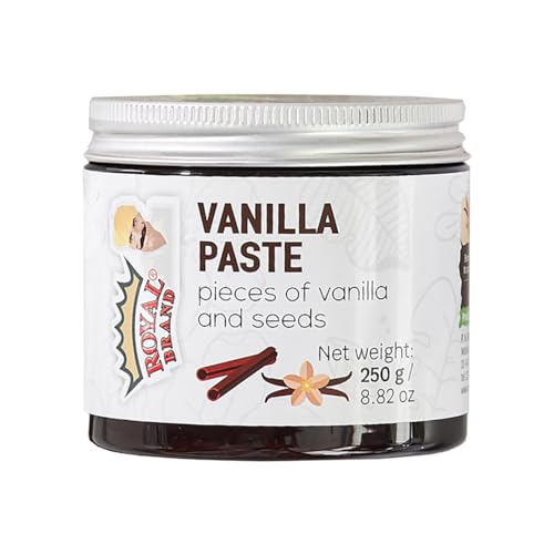 Royal Brand Vanilleschotenpaste Bourbon Vanille Paste 250 g Gourmet Vanille für Köche & Desserts Intensives Vanille Aroma ohne Konservierungsstoffe für köche Paste mit Bourbon-Vanilleextrakt von Royal Brand