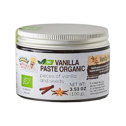 Vanilleschotenpaste BIO – Bourbon Vanille Paste 100g – Gourmet BIO Vanille für Köche & Desserts – Intensives Vanille Aroma ohne Konservierungsstoffe für köche, hausmannskost, backen, dessert machen von Royal Brand