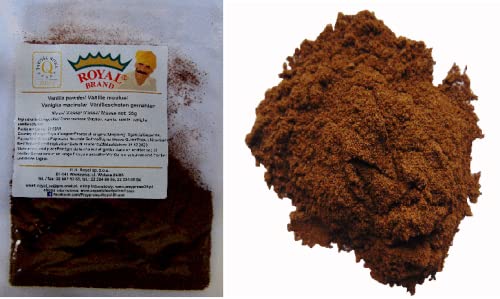 Royal Brand Vanilleschoten gemahlen/Vanillepulver 25 g / 100% reines gemahlenes Vanillepulver/Hermetische Verpackung von Royal Brand