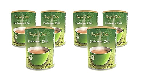 Royal Chai Elaichi ungesüßte Dose 400g (6 Stück) - Premium Instanttee - Kardamom Tee - Natürlich - Sofortkardamom Indianer Tee von Royal Chai