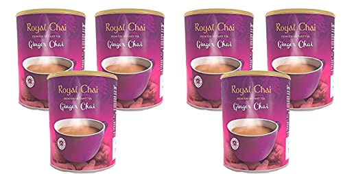 Royal Chai Ingwer gesüßte Dose 400g (6 Stück) - Premium Instanttee - Ingwertee - Natur - Ingwer-Tee - Ingwer-Tee - Ingwer-Tee - Natürlich - Ingwer-Tee von Royal Chai