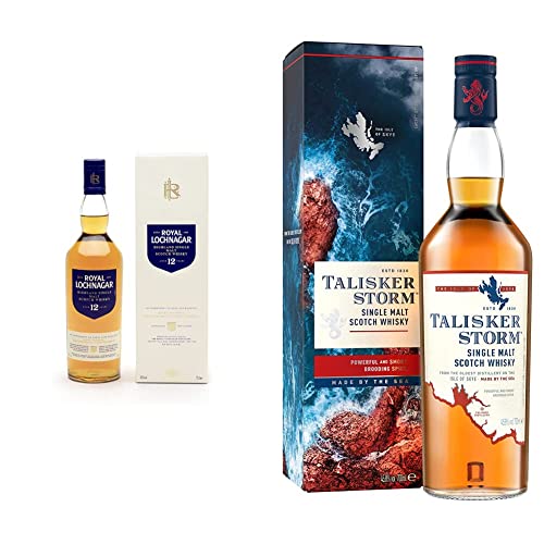 Royal Lochnagar 12 Jahre | 40% vol | 700ml & Talisker Storm | Single Malt Scotch Whisky | Ausgezeichneter, aromatischer Single Malt | handgefertigt von der schottischen Insel Skye | 45.8% vol | 700ml von Royal Lochnagar
