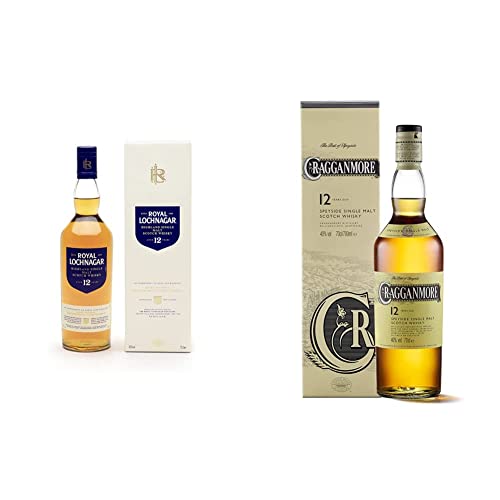 Royal Lochnagar 12 Jahre Single Malt Scotch Whisky Preisgekrönter, 40% vol 700ml Einzelflasche & Cragganmore 12 Jahre Single Malt Scotch Whisky mit Geschenkverpackung Ausgezeichneter 40% vol 700ml von Royal Lochnagar