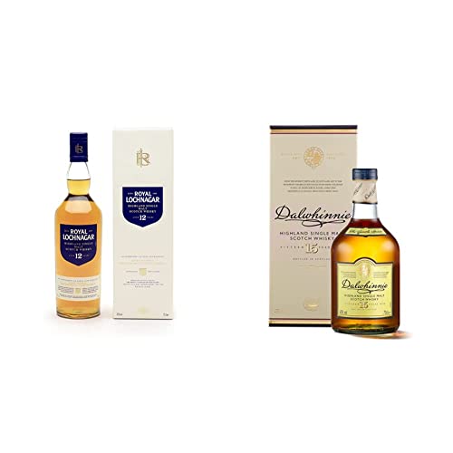 Royal Lochnagar 12 Jahre Single Malt Scotch Whisky Preisgekrönter, 40% vol 700ml Einzelflasche & Dalwhinnie 15 Jahre mit Geschenkverpackung 43% vol 700ml Einzelflasche | von Royal Lochnagar