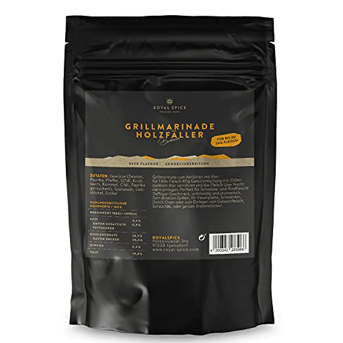 Royal Spice - Grillmarinade Holzfäller für saftiges, zartes & aromatisches Fleisch - 800g BBQ Gewürzmischung als Steak Marinade für Schwein & Rind - Marinade zum Anrühren mit Bier von ROYAL SPICE