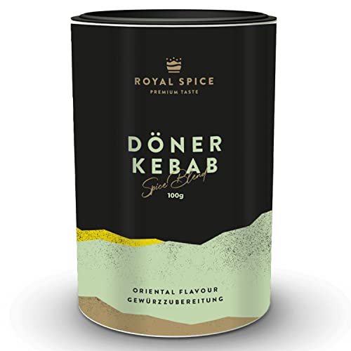 Royal Spice Döner Kebab Gewürz 100g - Intensives Döner Gewürz mit authentischem Aroma & hohen Kräuteranteil für Hähnchen, Kalb, Pute, Hackfleisch, Köfte Gewürz & um Gemüse mediterran abzuschmecken von ROYAL SPICE bbq rubs & spices