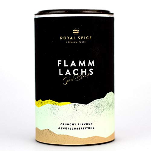 Royal Spice Flammlachs Gewürz - 100g Dose - Lachs Rub für knusprige Kruste mit Meersalzflocken, feinster Fisch vom Grill, Holz, der Planke oder in der Pfanne Royal Spice Flammlachs Gewürz - 100g Dose - Lachs Rub für knusprige Kruste mit Meersalzflocken, feinster Fisch vom Grill, Holz, der Planke oder in der Pfanne von Ewbob