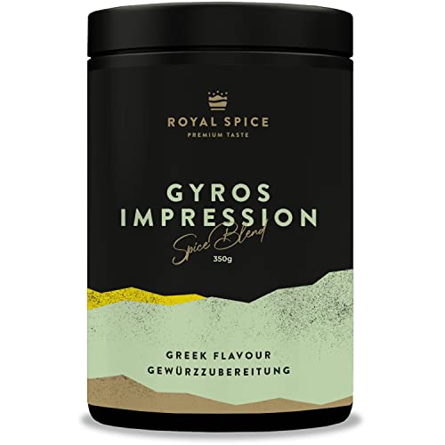 Royal Spice Gyros Impression 350g - Gyros Gewürz, Döner Gewürz & Grillgewürz - Griechische Gewürzmischung & Gyrosgewürz für Gyros, Döner Fleisch/Drehspieß, Souvlaki, Leber, Steak, Lamm & Feta Royal Spice Gyros Impression 350g - Gyros Gewürz, Döner Gewürz & Grillgewürz - Griechische Gewürzmischung & Gyrosgewürz für Gyros, Döner Fleisch/Drehspieß, Souvlaki, Leber, Steak, Lamm & Feta von ROYAL SPICE