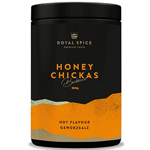 Royal Spice Honey Chickas 350g - Die wohl verruchteste BBQ Gewürzmischung für süß scharfe Chicken Wings, Lollipops & Drumsticks - BBQ Rub Geflügel, Schwein & Co - Kantig scharf mit feurigen Chilis von ROYAL SPICE