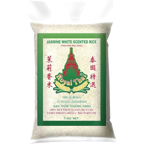 [ 10x 1kg ] ROYAL THAI Langkorn Duftreis (ganz) DE LUXE / Jasmin White Scented Rice + 1 Essstäbchen-Helfer von Royal Thai