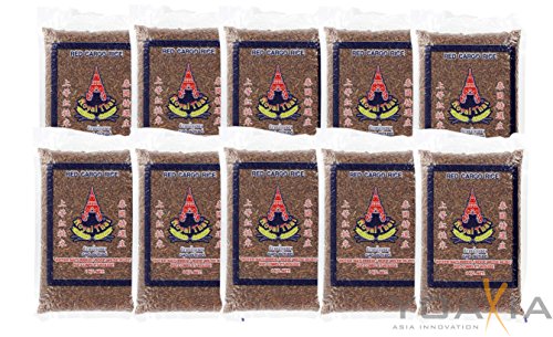 [ 10x 1kg ] ROYAL THAI Roter Naturreis / Riz Complet Rouge AAA / Red Cargo Rice + ein kleines Glückspüppchen - Holzpüppchen von Royal Thai