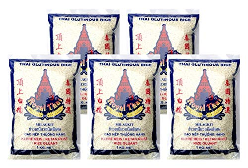 Royal Thai Klebereis (Sticky Rice), 1kg, 5er Pack, (5x1000g) von Royal Thai