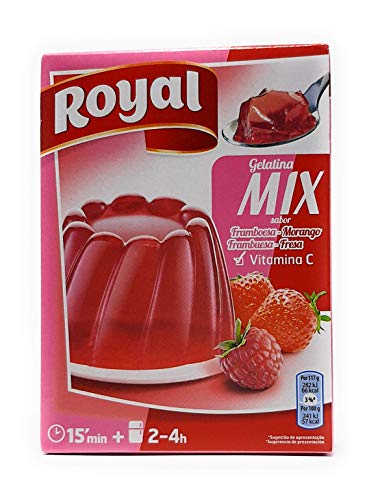 Royal, Gelatinepulver, Mit Himbeer- und Erbeergeschmack, 30% Weniger Zucker, 114 g von Royal