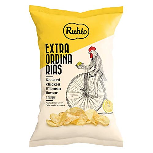 Rubio Chips Grillhähnchen Zitrone, Einzelpackung, Spanische Kartoffelchips Tüte, Chipstüten, Snack, 115 g von Rubio