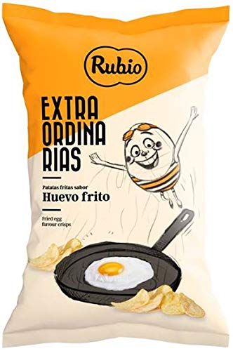 Rubio Chips, Chips Spiegelei, spanische Kartoffelchips, Chipstüten, Snack, Glutenfrei, Vegan, 115g von Rubio