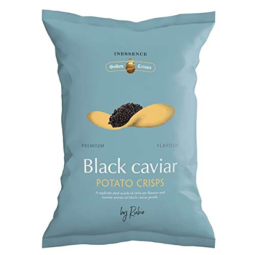 Rubio Chips, Kaviar Chips, Black Caviar, Schwarzer Kaviar Geschmack, Spanische Kartoffelchips, Vegan, Glutenfrei, Snack, 125 g von Rubio