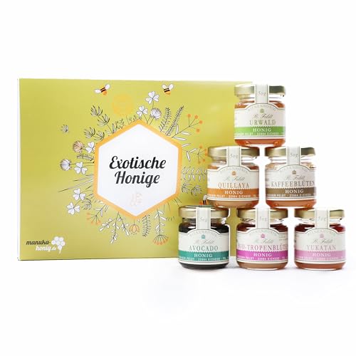 Rüdiger Feldt Honig "Exotische Honige" Honig Geschenk-Set, Avocado, Quillaya, Tropenblüten, Urwald, Yukatan, Kaffeeblüten, 6x50g Rüdiger Feldt Honig "Exotische Honige" Honig Geschenk-Set, Avocado, Quillaya, Tropenblüten, Urwald, Yukatan, Kaffeeblüten, 6x50g von Rüdiger Feldt