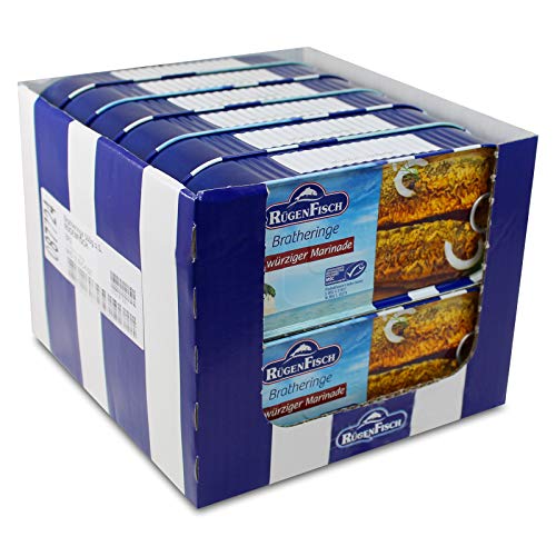 12er Sparpack Rügen Fisch Brathering in würziger Marinade (12 x 500 g) Dosenfisch, Fischbüchse von Rügen Fisch