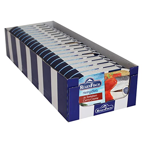19er Pack Rügen Fisch Heringsfilets in Tomaten-Curry-Creme (19 x 200 g) von Rügen Fisch