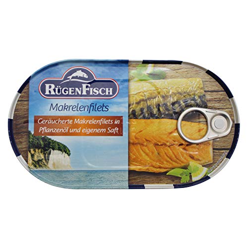 2er Pack Rügen Fisch Makrelen Filets geräuchert in Pflanzenöl (2 x 200 g) Fischbüchse Dosenfisch von Rügen Fisch