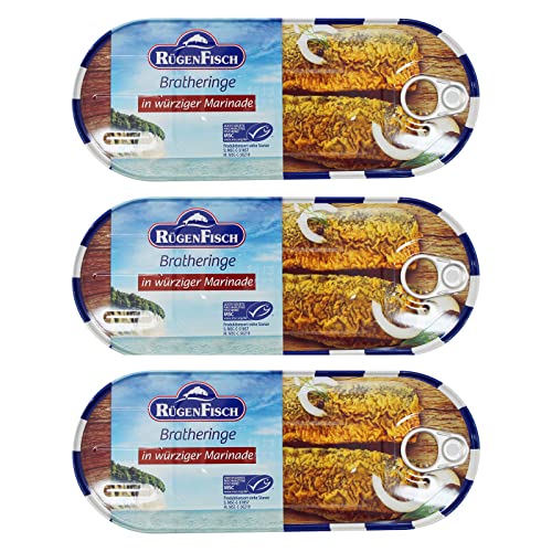 3er Pack Rügen Fisch Brathering in würziger Marinade (3 x 500 g) Dosenfisch, Fischbüchse von Rügen Fisch