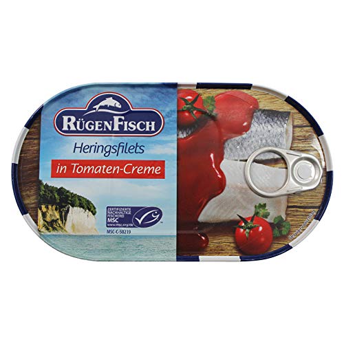 2er Pack Rügen Fisch Heringsfilets in Tomaten Creme (2 x 200 g) Tomatenfisch, Fischbüchse, Fischkonserve von Rügen Fisch