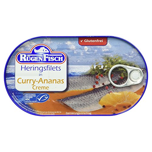 Rügenfisch Heringsfilet in Curry-Ananas Creme, 200g Rügenfisch Heringsfilet in Curry-Ananas Creme, 200g von Rügen Fisch