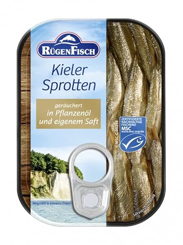 Rügenfisch Kieler Sprotten geräuchert in Pflanzenöl (10 x 90g) von Rügen Fisch