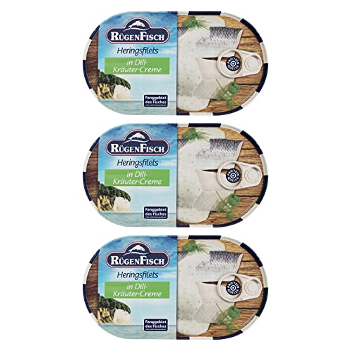 3er Pack Rügen Fisch Heringsfilets in Dill-Kräuter-Creme (3 x 200 g) von Rügen Fisch