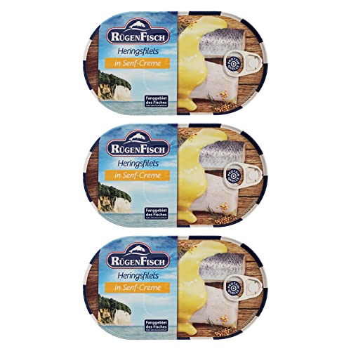 3er Pack Rügen Fisch Heringsfilets in Senf-Creme (3 x 200 g) von Rügen Fisch