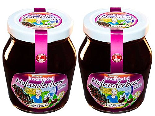 2 Gläser Rügener Inselfrische Holunderbeer Fruchtaufstrich mit extra viel Frucht pur, 220g von Rügener Inselfrische