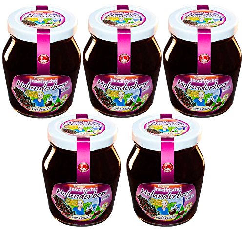 5 Gläser Rügener Inselfrische Holunderbeer Fruchtaufstrich mit extra viel Frucht pur, 220g 5 Gläser Rügener Inselfrische Holunderbeer Fruchtaufstrich mit extra viel Frucht pur, 220g von Rügener Inselfrische