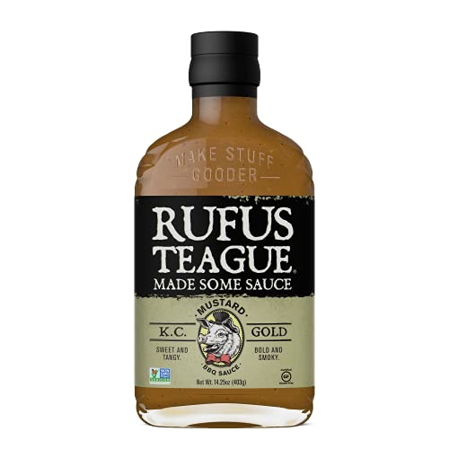 RUFUS TEAGUE KC Gold Mustard BBQ Sauce (403 g), BBQ-Senfsauce, süß, rauchig und voller Geschmack, glutenfrei und ohne Gentechnik von Rufus Teague