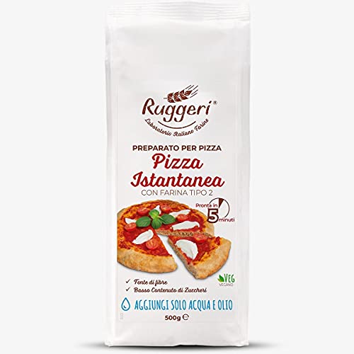 Ruggeri italienisches Instant Pizzamehl Backmischung Typ2 fertig in 5 Minuten mit Muttersauerteig aus Hartweizen 2x500gr von Ruggeri