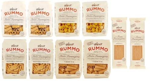 10er-Pack Testpaket Rummo Pasta Maccheroncelli - Rigatoni - Conchiglie Rigate - Lumachine - Tripoline ,Italienische Nudeln aus Hartweizengrieß,Italienische Pasta 500g 10er-Pack Testpaket Rummo Pasta Maccheroncelli - Rigatoni - Conchiglie Rigate - Lumachine - Tripoline ,Italienische Nudeln aus Hartweizengrieß,Italienische Pasta 500g von Rummo