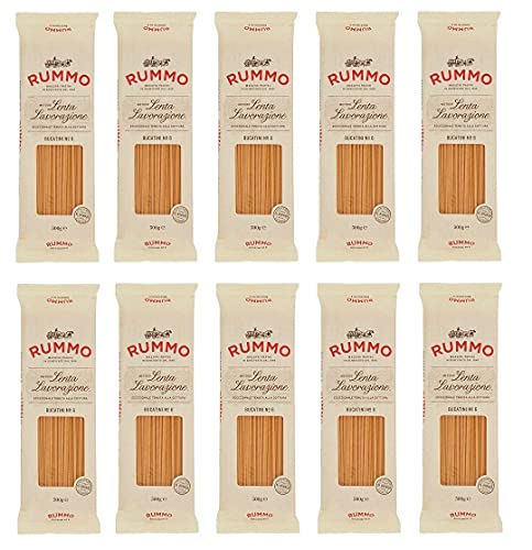 10x Rummo Bucatini N°6 Pasta Lenta Lavorazione Teigwaren aus Hartweizengrieß Bronze-Zeichnung 500g von Rummo