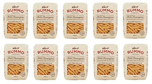 10x Rummo Mezze Penne Rigate N°28 Pasta Lenta Lavorazione Teigwaren aus Hartweizengrieß Bronze-Zeichnung 500g 10x Rummo Mezze Penne Rigate N°28 Pasta Lenta Lavorazione Teigwaren aus Hartweizengrieß Bronze-Zeichnung 500g von Rummo