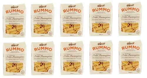 10x Rummo Mezzi Rigatoni N°51 Pasta Lenta Lavorazione Teigwaren aus Hartweizengrieß Bronze-Zeichnung 500g von Rummo