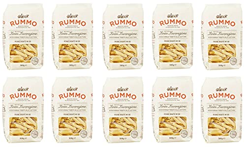 10x Rummo Penne Rigate N°66 Pasta Lenta Lavorazione Teigwaren aus Hartweizengrieß Bronze-Zeichnung 500g von Rummo