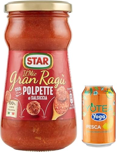 Rummo 12er-Pack Star Il Mio Gran Ragu' con Polpette di Salsiccia,Tomatensauce mit Schweinefleisch und Wurst Frikadellen,360g Glas + 1er-Pack Kostenlos Yoga Eistee Pfirsich 330ml Dose Rummo 12er-Pack Star Il Mio Gran Ragu' con Polpette di Salsiccia,Tomatensauce mit Schweinefleisch und Wurst Frikadellen,360g Glas + 1er-Pack Kostenlos Yoga Eistee Pfirsich 330ml Dose von Rummo