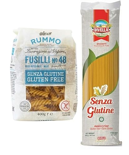 12er-Pack Testpaket Pasta Rummo Fusilli Divella Spaghetti Senza Glutine, Glutenfreie Nudeln Italienische Pasta 400g von Rummo