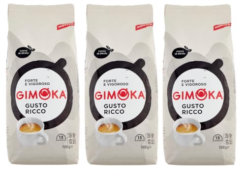 3er-Pack Gimoka Kaffee Ricco Caffè in Grani,Mischung aus gerösteten Kaffeebohnen 1Kg von Rummo
