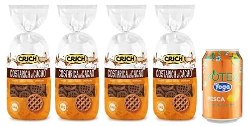 Rummo 4er-Pack Crich Kekse Costarica al Cacao Biscuits Kakaokekse,1Kg Beutel + 1er-Pack Kostenlos Yoga Eistee Pfirsich 330ml Dose von Rummo