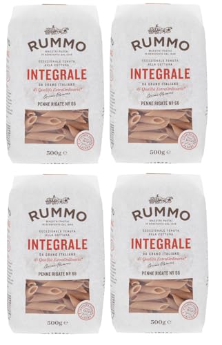 4er-Pack Rummo Pasta Integrale Penne Rigate N°66,Vollkornnudeln Nudeln Vollkorn Italienische Pasta 500g von Rummo